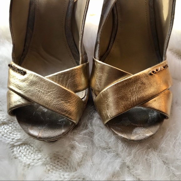 Coach Jessy Gold Metallic Slingback Sandals - Picture 3 of 7